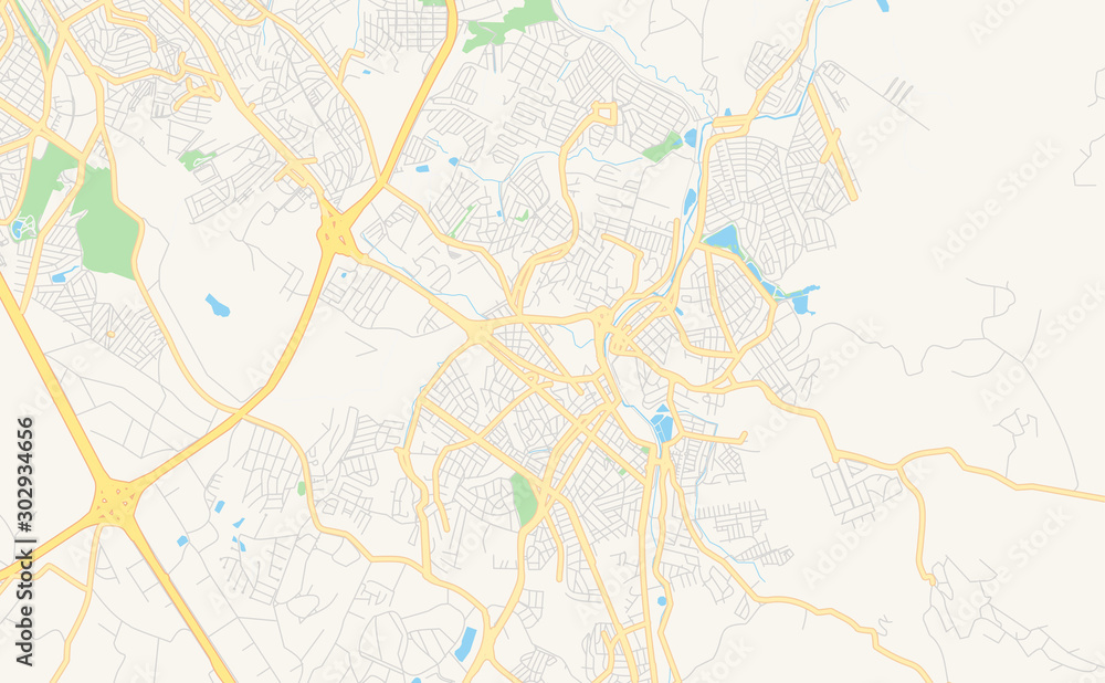 Printable street map of Valinhos, Brazil