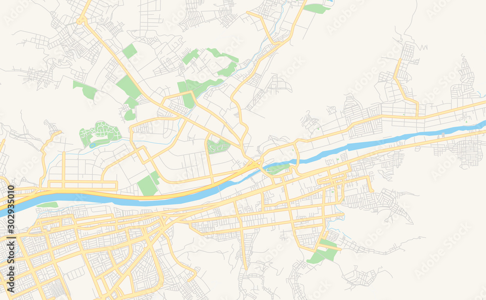 Printable street map of Chosica, Peru