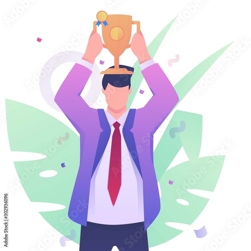 officer get cup appreciation flat illustration