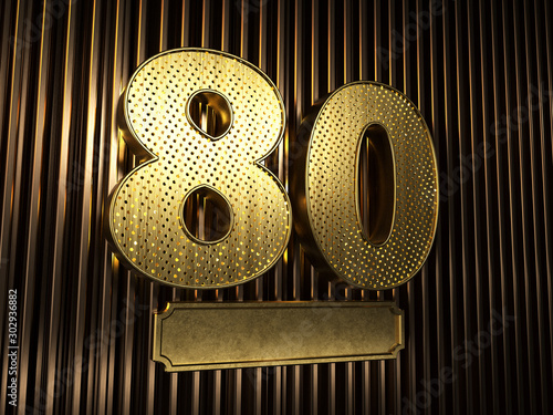 number 80 (number eighty) with small holes