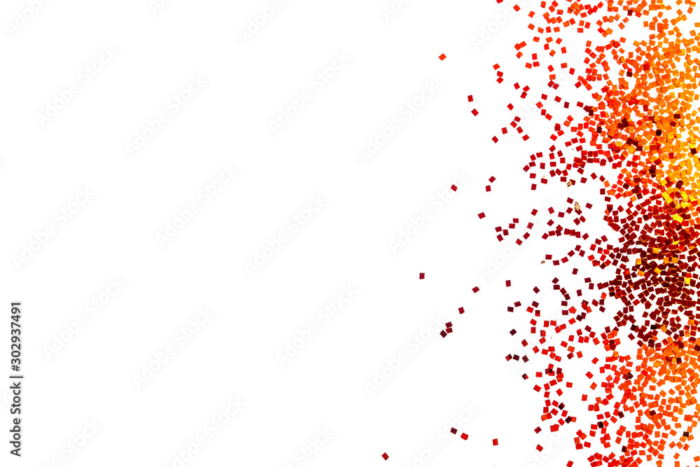 Red glitter powder splash or burst isolated on white background Red glitter powder splash or burst isolated on white background