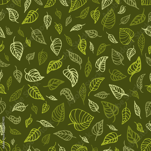 Leaves vector illustration seamless pattern hand drawing botany