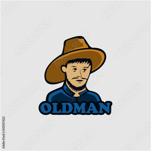 oldman cartoon simple - logo design  