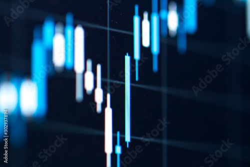 Obraz na płótnie Forex chart on screen of laptop. Stock finance business diagram on display. Bars of trading chart w salonie
