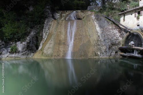 Fototapeta Naklejka Na Ścianę i Meble -  Old mill and beuatiful waterfall by Molinetto della Croda