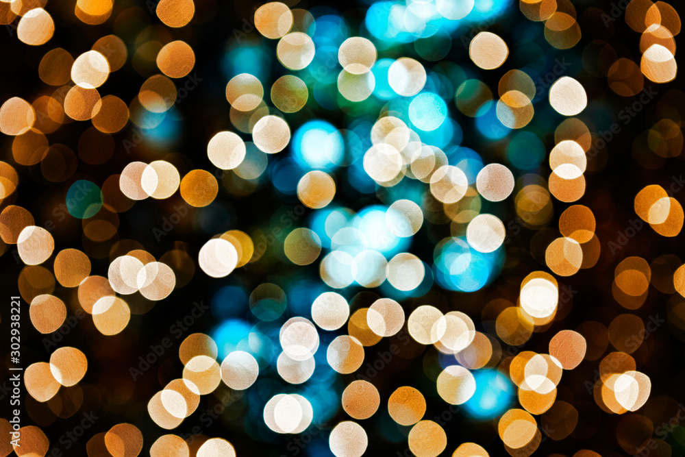 Christmas tree decoration lighting with blur effect 