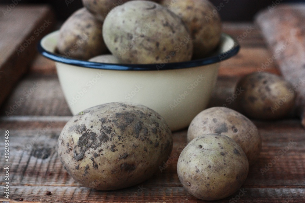 Fresh potatoes in a bowl on the table Fresh potatoes in a bowl on the table