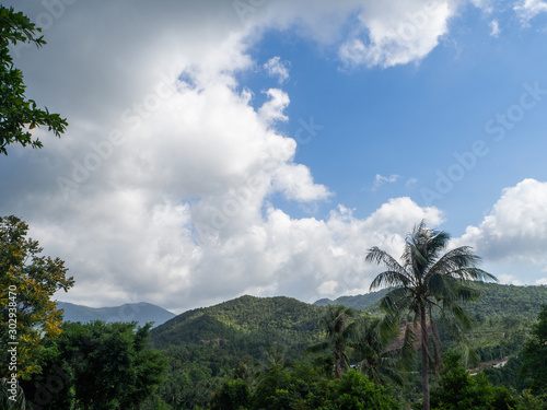 hills in the jungle with clouds in Thailand 