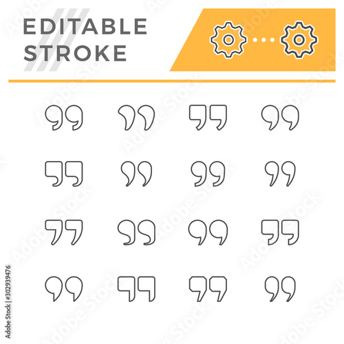 Set editable stroke line icons of quotes