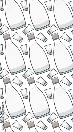 Bottle and glass of vodka seamless pattern