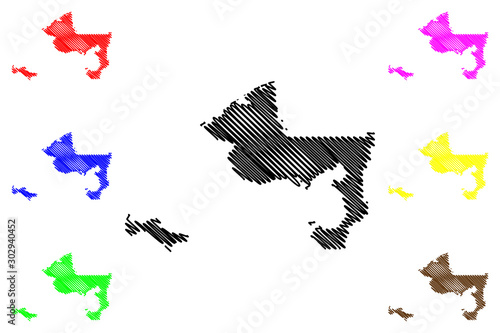 Nome Census Area, Alaska (Boroughs and census areas in Alaska, United States of America,USA, U.S., US) map vector illustration, scribble sketch Nome Census map