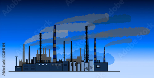 vector drawing silhouette of industrial factory