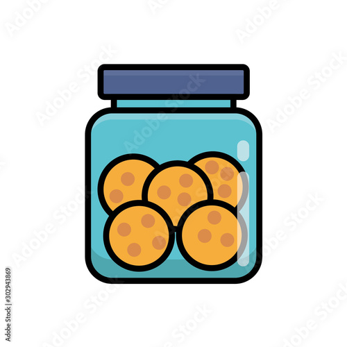 Canvastavla Cookies in jar vector illustration isolated on white background