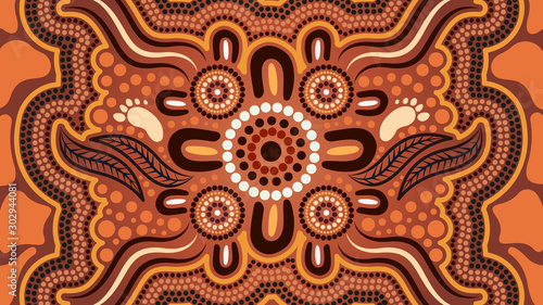 Illustration based on aboriginal style of background.