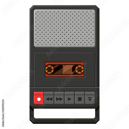 Portable cassette tape player flat vector illustration