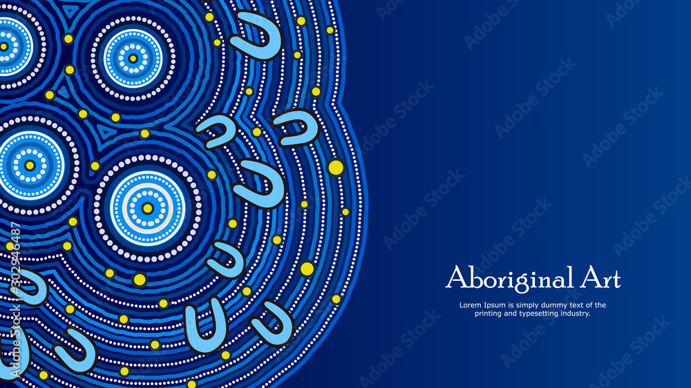 Aboriginal dot art vector banner with text. Stock Vector | Adobe Stock