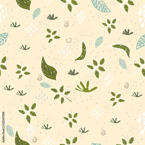 Cute Leaves. Collection of Leaves. Hand Drawn Scandinavian Style
