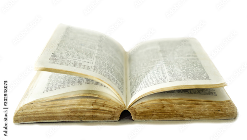 Isolated brown dirty open book for reader. Isolated brown dirty open book for reader.
