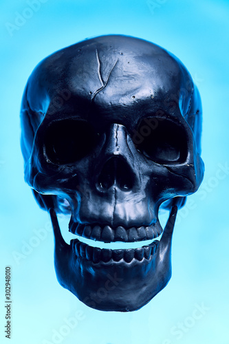 Black skull face on photo