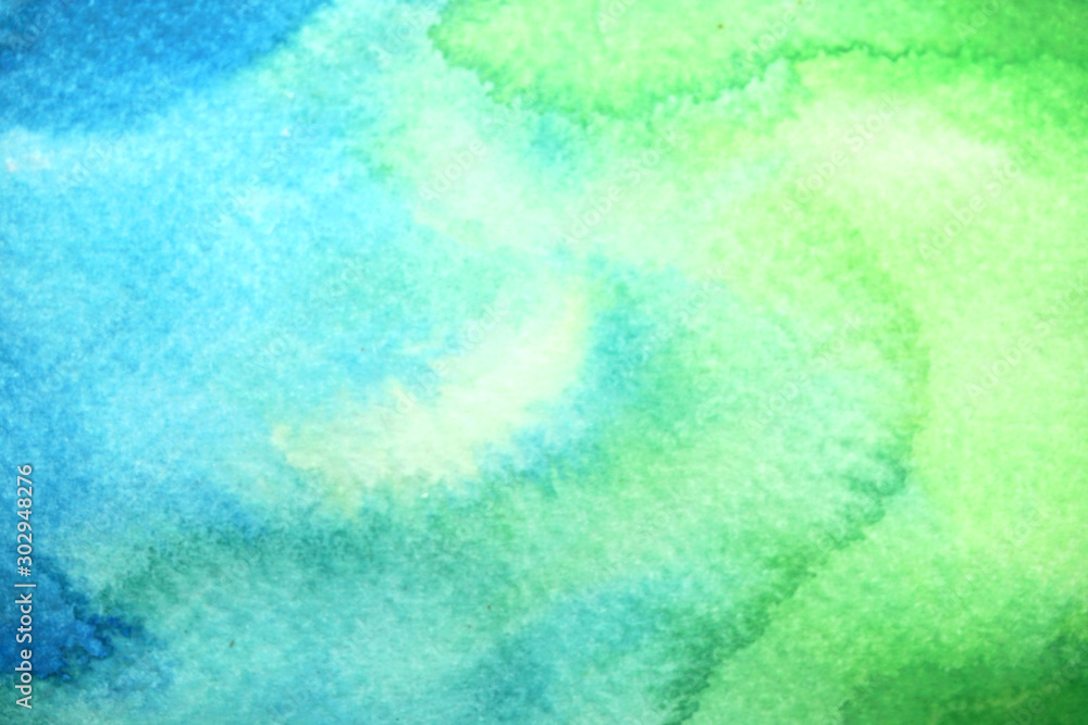 Abstract Watercolor blue and green on paper texture background.