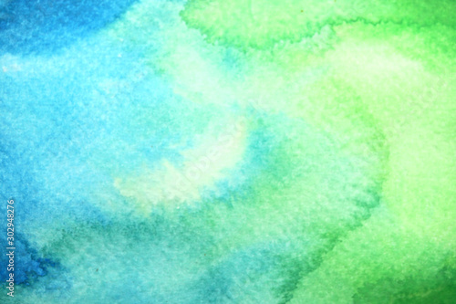 Abstract Watercolor blue and green on paper texture background.