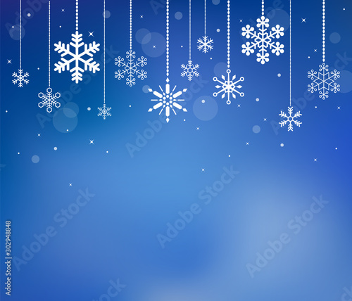 雪の結晶飾り　スノーフレーク 青バック