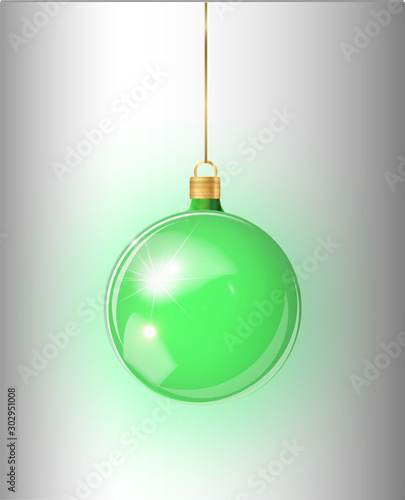 Green Christmas tree toy isolated on a transparent background. Stocking Christmas decorations. Vector object for christmas design, mockup.