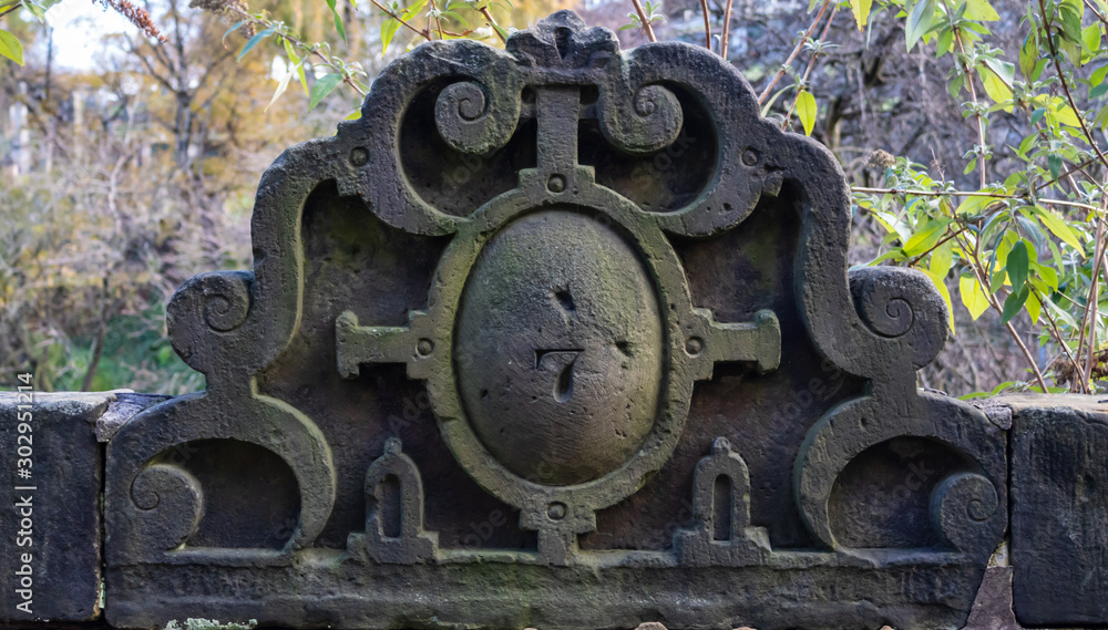 Stone design with number seven