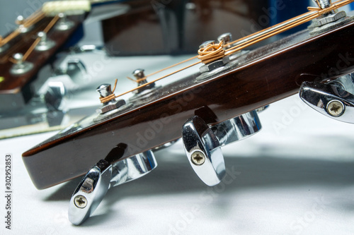 Acoustic Guitar reflections in mirror