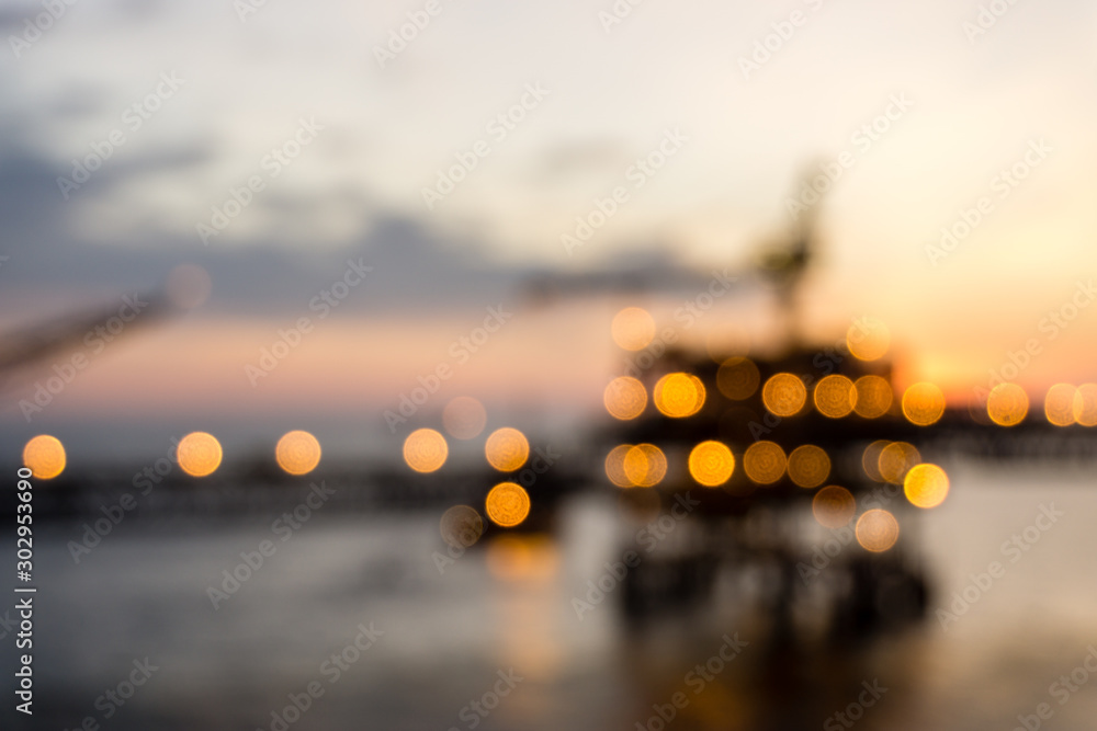 Blurry image of oil production platform at oil filed as background - obrazy, fototapety, plakaty 
