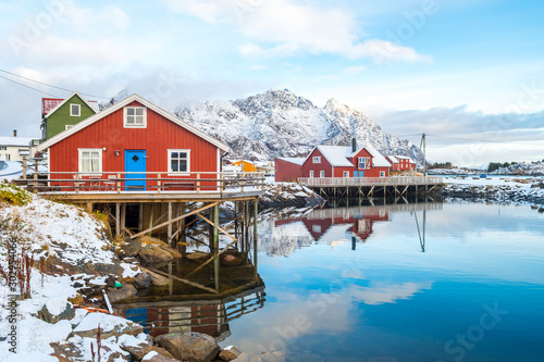 Obraz na plátně beautiful fishing town of henningsvaer at lofoten islands, norway