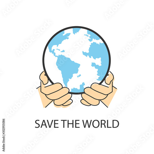 flat icons for  save the world,hands,vector illustrations