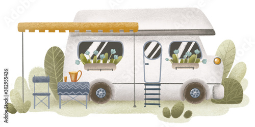 Camper van in the nature.