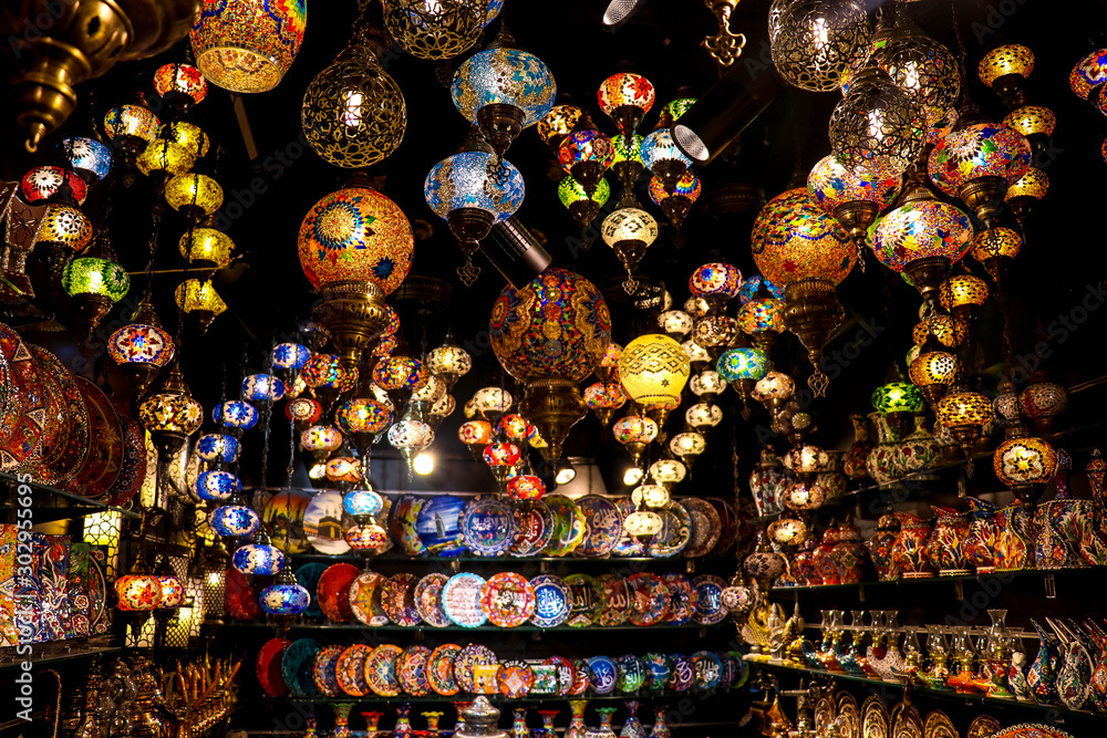 Glass lanterns in a shop in Dubai creek.