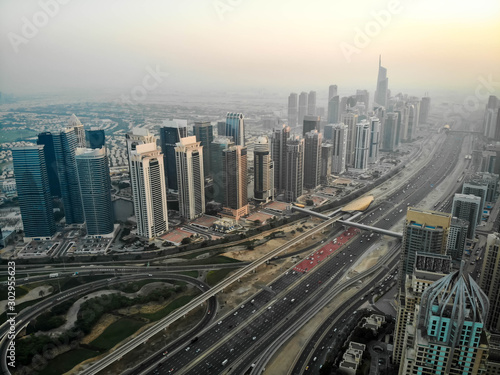 Dubai  Dubai   United Arab Emirates   10 19 2019  Jumeirah Lake Towers and Sheikh Zayed Road