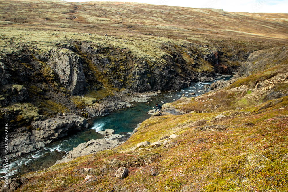 View over the river in northen Iceland