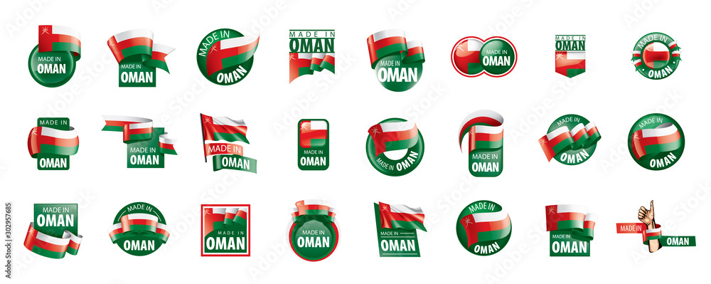 Oman flag, vector illustration on a white background Oman flag, vector illustration on a white background