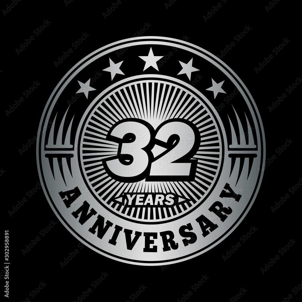 32 years anniversary celebration logo design. Vector and illustration.