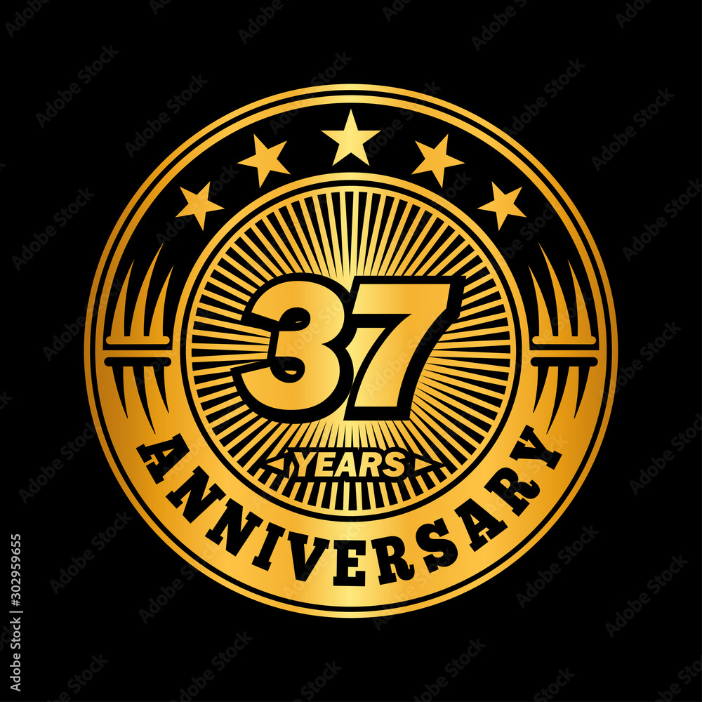 Fototapeta premium 37 years anniversary celebration logo design. Vector and illustration.