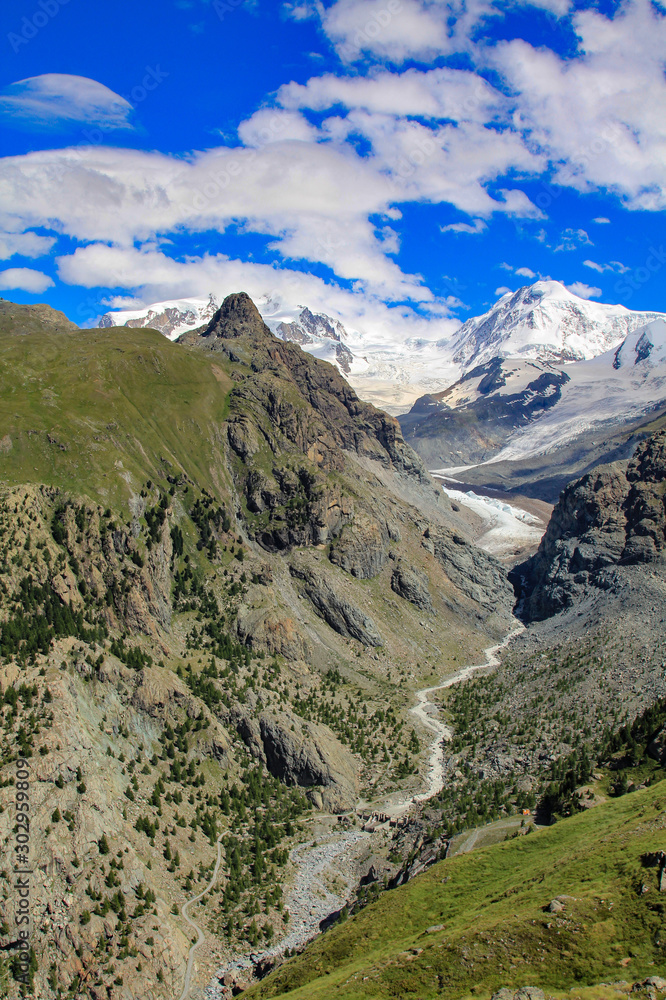 Swiss Alps with natural mountain glacier in the daytime