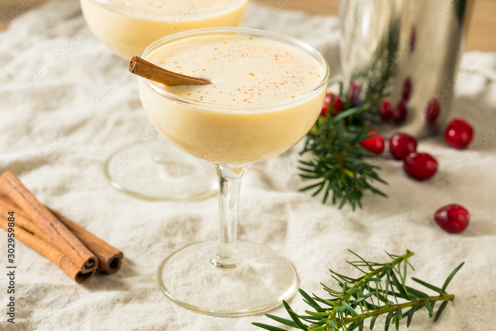 Homemade Eggnog Martini in a Glass Homemade Eggnog Martini in a Glass