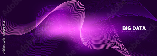 Particle Motion. Violet Big Data Concept. Light 