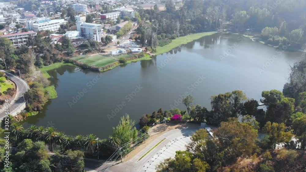 Lagoon Sausalito Lake (Vina del Mar, Chile) aerial view, drone footage Lagoon Sausalito Lake (Vina del Mar, Chile) aerial view, drone footage
