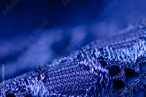 Blue lace underwear texture macro blur background