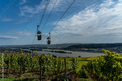 Cable car to Niederwald Monumentand of ruedesheim, middle rhine valley, germany