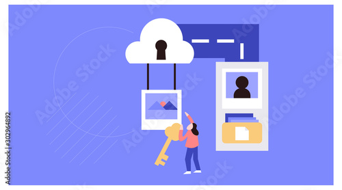 landing page with the title cloud storage and computing. vector
