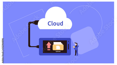 landing page with the title cloud storage and computing. vector