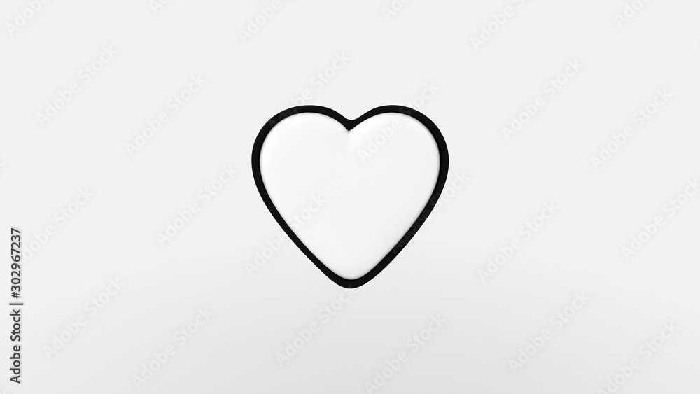 Ace Playing Card Symbol - White Hearts With Black Frame. Casino Concept - 3D Illustration Ace Playing Card Symbol - White Hearts With Black Frame. Casino Concept - 3D Illustration