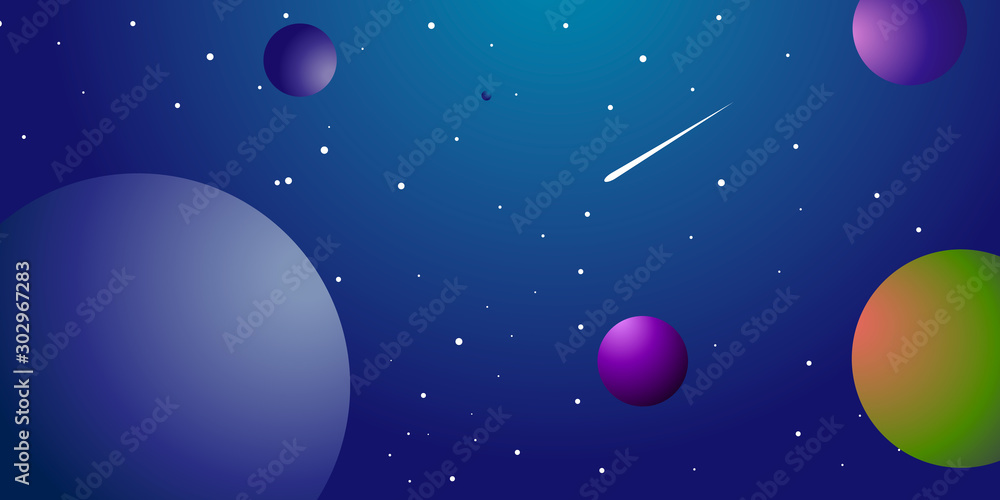 Vector illustration of outer space. Planets, stars, the radiance of the distant sun. The mystical atmosphere of an infinite universe. Vector illustration of outer space. Planets, stars, the radiance of the distant sun. The mystical atmosphere of an infinite universe.