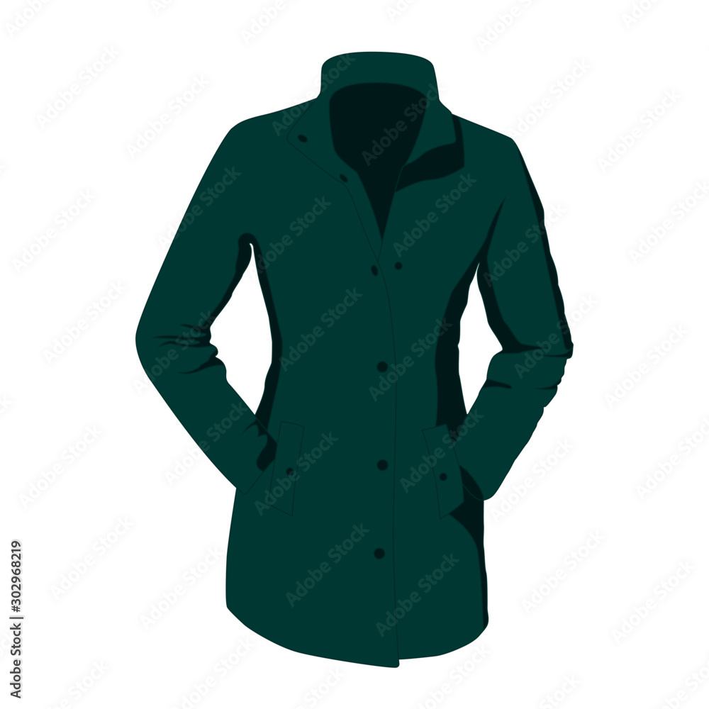 womens Coat green realistic vector illustration isolated womens Coat green realistic vector illustration isolated